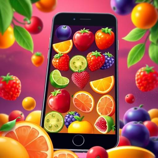 フルーツキャッチのゲーム画面。ゲームオーバー画面